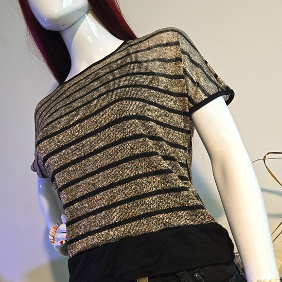 ✨️ 2-Layer Shirt Lace & Stripes Gold and Black by Kate Collection - Picture 4 of 15